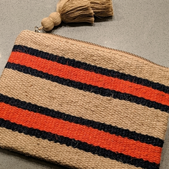 J. Jill Handbags - J.Jill Jute Straw Tassel Wristlet Clutch Bag